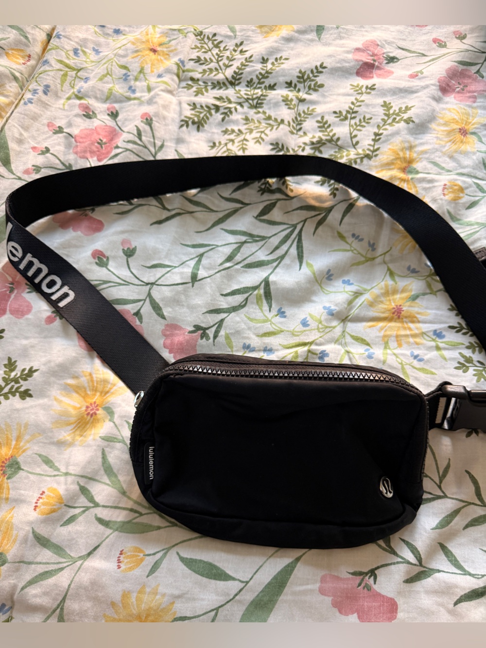 lululemon athletica Black Waist Sling Bag with Branded Strap